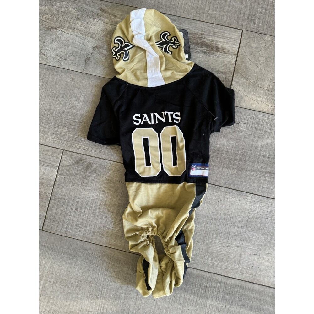 NFL Pet Wear New Orleans Saints Dog Hoodie Size L Black Gold NWT